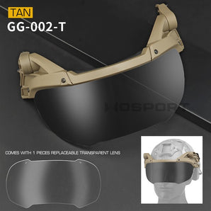 Tactical helmet outer suspension flip goggles - TAN