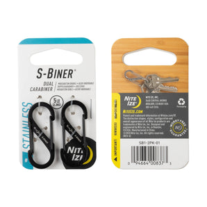 S-BINER(R) STAINLESS STEEL DUAL CARABINER (2pcs), black - size 1